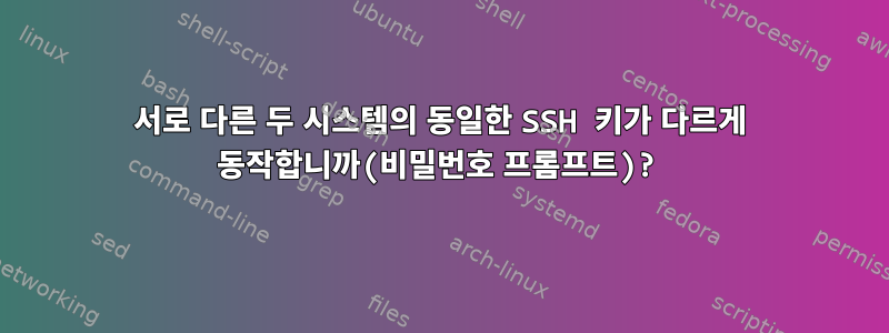 서로 다른 두 시스템의 동일한 SSH 키가 다르게 동작합니까(비밀번호 프롬프트)?