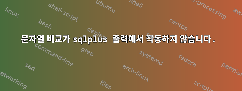 문자열 비교가 sqlplus 출력에서 ​​작동하지 않습니다.