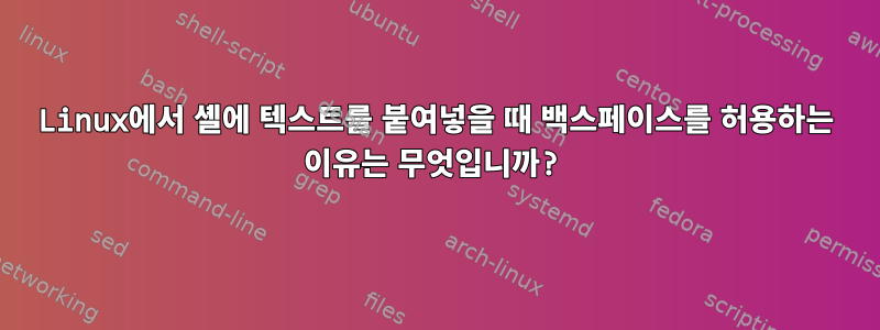 Linux에서 셸에 텍스트를 붙여넣을 때 백스페이스를 허용하는 이유는 무엇입니까?