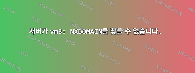 서버가 vm3: NXDOMAIN을 찾을 수 없습니다.