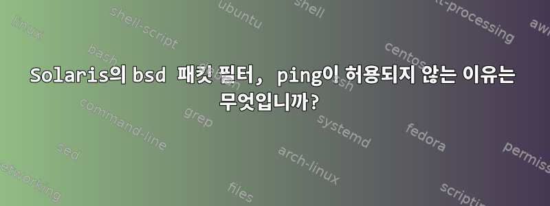 Solaris의 bsd 패킷 필터, ping이 허용되지 않는 이유는 무엇입니까?