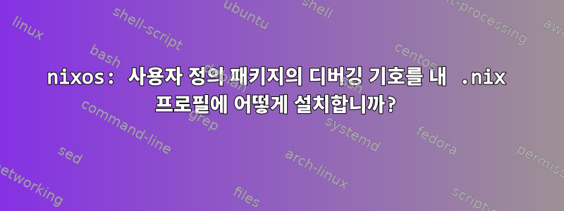 nixos: 사용자 정의 패키지의 디버깅 기호를 내 .nix 프로필에 어떻게 설치합니까?