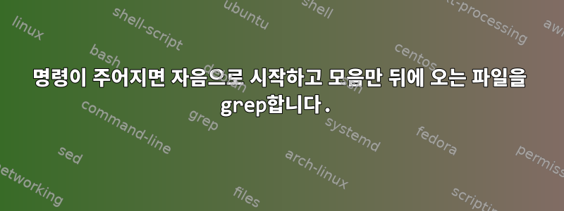 명령이 주어지면 자음으로 시작하고 모음만 뒤에 오는 파일을 grep합니다.