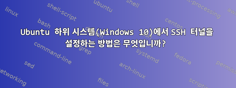 Ubuntu 하위 시스템(Windows 10)에서 SSH 터널을 설정하는 방법은 무엇입니까?