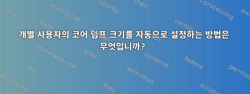 개별 사용자의 코어 덤프 크기를 자동으로 설정하는 방법은 무엇입니까?