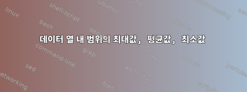 데이터 열 내 범위의 최대값, 평균값, 최소값