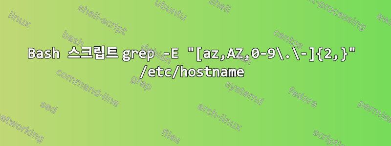 Bash 스크립트 grep -E "[az,AZ,0-9\.\-]{2,}" /etc/hostname