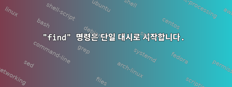 "find" 명령은 단일 대시로 시작합니다.