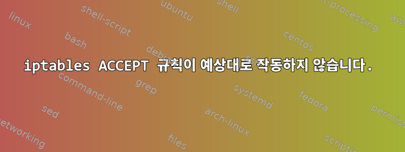 iptables ACCEPT 규칙이 예상대로 작동하지 않습니다.