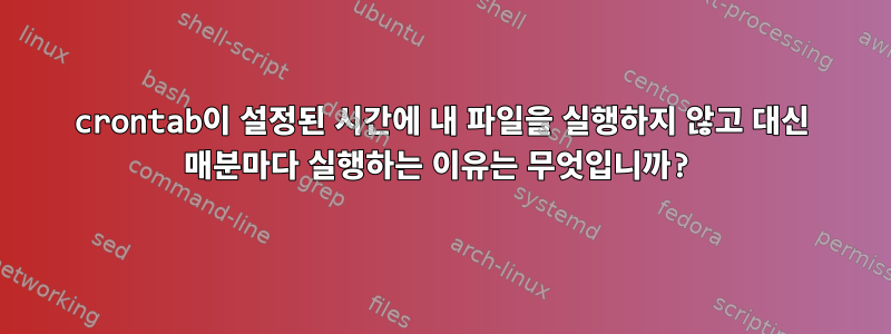 crontab이 설정된 시간에 내 파일을 실행하지 않고 대신 매분마다 실행하는 이유는 무엇입니까?