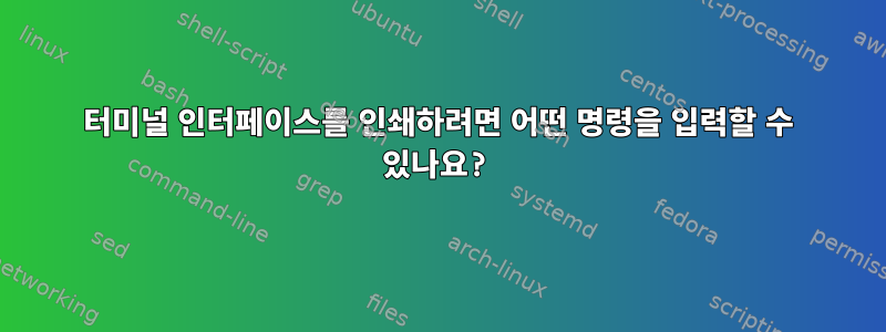 터미널 인터페이스를 인쇄하려면 어떤 명령을 입력할 수 있나요?