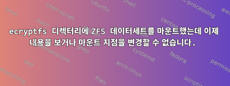 ecryptfs 디렉터리에 ZFS 데이터세트를 마운트했는데 이제 내용을 보거나 마운트 지점을 변경할 수 없습니다.