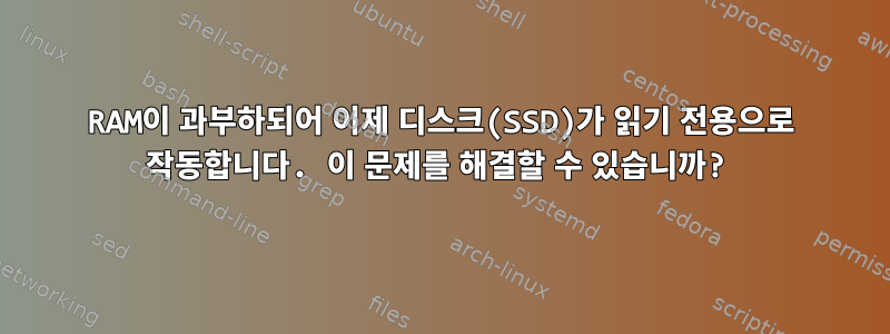 RAM이 과부하되어 이제 디스크(SSD)가 읽기 전용으로 작동합니다. 이 문제를 해결할 수 있습니까?