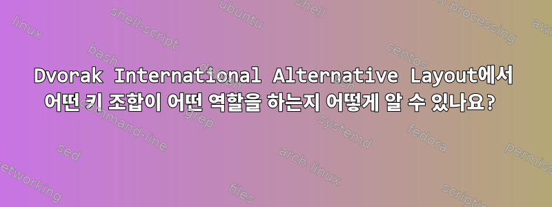 Dvorak International Alternative Layout에서 어떤 키 조합이 어떤 역할을 하는지 어떻게 알 수 있나요?