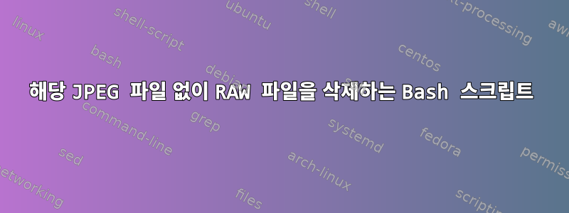 해당 JPEG 파일 없이 RAW 파일을 삭제하는 Bash 스크립트