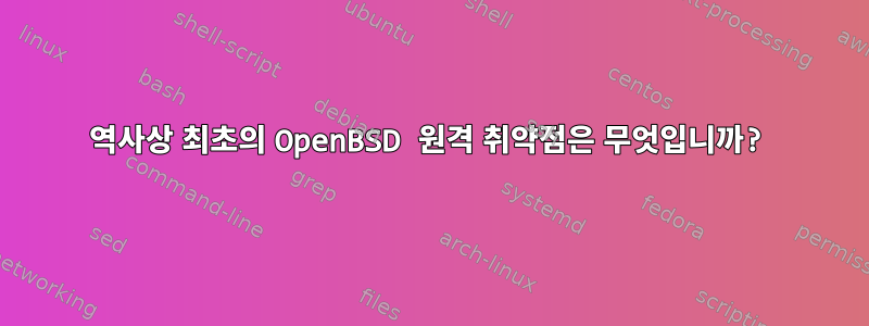 역사상 최초의 OpenBSD 원격 취약점은 무엇입니까?