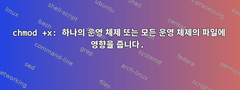 chmod +x: 하나의 운영 체제 또는 모든 운영 체제의 파일에 영향을 줍니다.