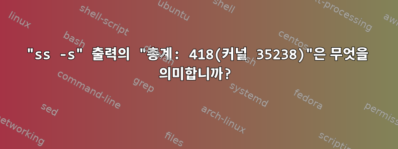 "ss -s" 출력의 "총계: 418(커널 35238)"은 무엇을 의미합니까?