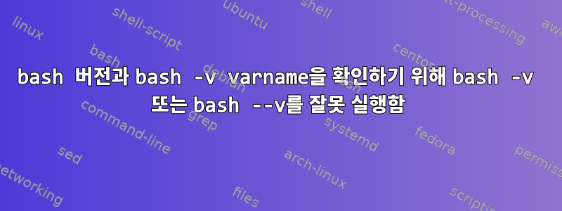 bash 버전과 bash -v varname을 확인하기 위해 bash -v 또는 bash --v를 잘못 실행함