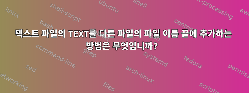 텍스트 파일의 TEXT를 다른 파일의 파일 이름 끝에 추가하는 방법은 무엇입니까?