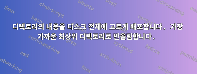 디렉토리의 내용을 디스크 전체에 고르게 배포합니다. 가장 가까운 최상위 디렉토리로 반올림합니다.