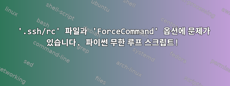 '.ssh/rc' 파일과 'ForceCommand' 옵션에 문제가 있습니다. 파이썬 무한 루프 스크립트!