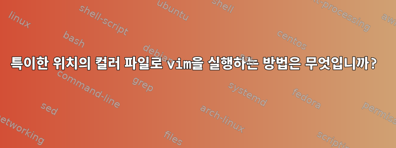 특이한 위치의 컬러 파일로 vim을 실행하는 방법은 무엇입니까?