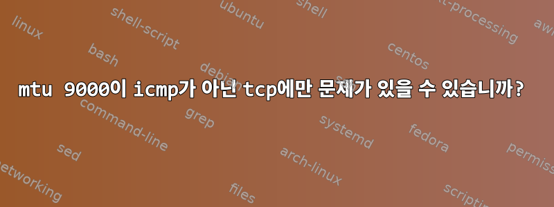 mtu 9000이 icmp가 아닌 tcp에만 문제가 있을 수 있습니까?