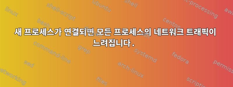 새 프로세스가 연결되면 모든 프로세스의 네트워크 트래픽이 느려집니다.