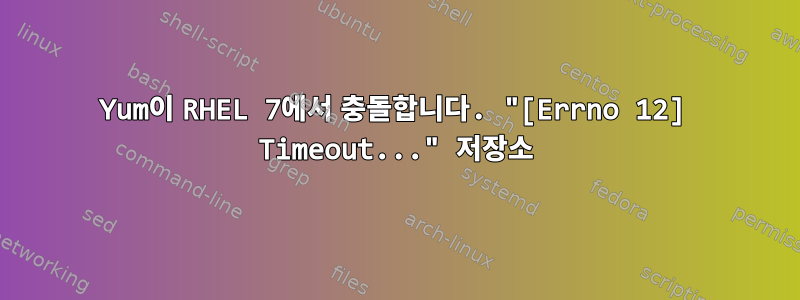 Yum이 RHEL 7에서 충돌합니다. "[Errno 12] Timeout..." 저장소