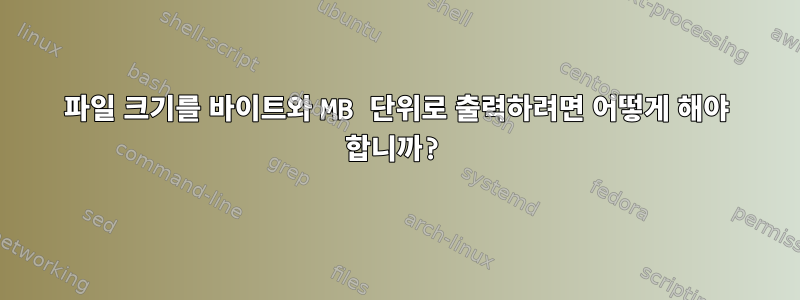 파일 크기를 바이트와 MB 단위로 출력하려면 어떻게 해야 합니까?