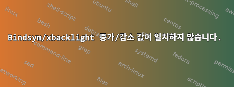 Bindsym/xbacklight 증가/감소 값이 일치하지 않습니다.