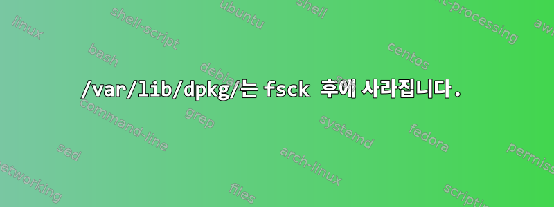 /var/lib/dpkg/는 fsck 후에 사라집니다.