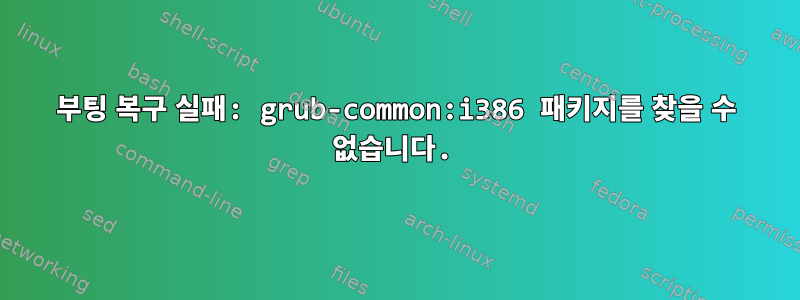 부팅 복구 실패: grub-common:i386 패키지를 찾을 수 없습니다.