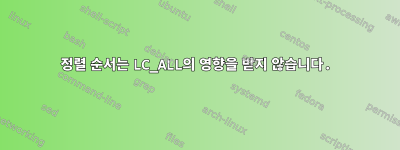 정렬 순서는 LC_ALL의 영향을 받지 않습니다.