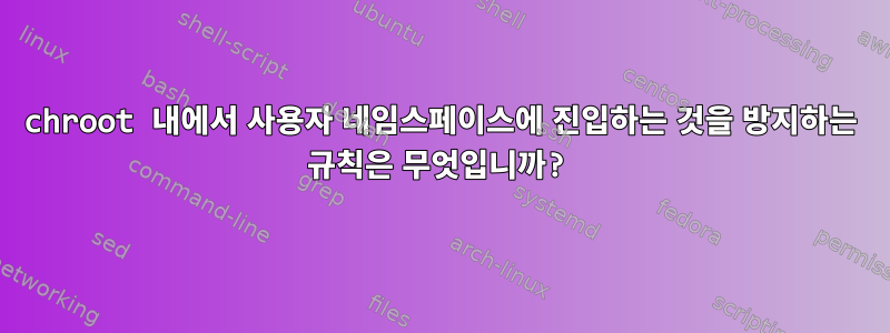 chroot 내에서 사용자 네임스페이스에 진입하는 것을 방지하는 규칙은 무엇입니까?