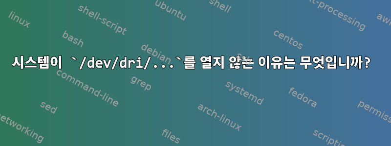 시스템이 `/dev/dri/...`를 열지 않는 이유는 무엇입니까?