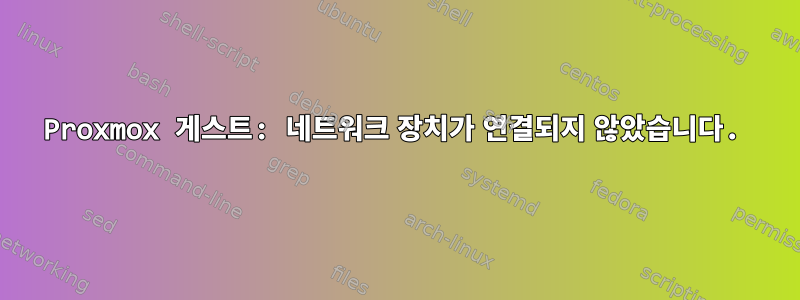 Proxmox 게스트: 네트워크 장치가 연결되지 않았습니다.