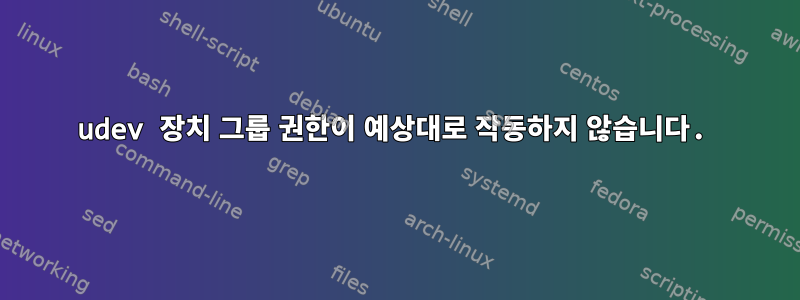 udev 장치 그룹 권한이 예상대로 작동하지 않습니다.