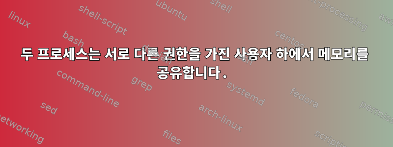 두 프로세스는 서로 다른 권한을 가진 사용자 하에서 메모리를 공유합니다.