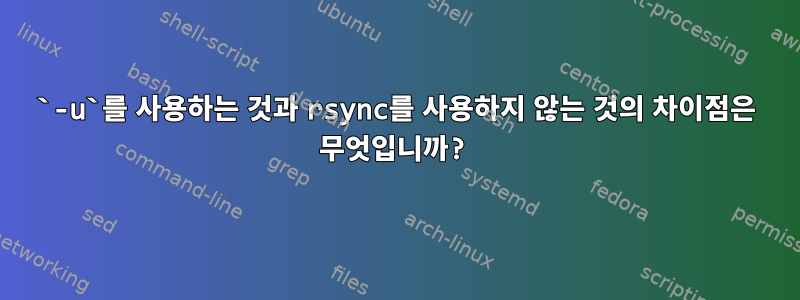 `-u`를 사용하는 것과 rsync를 사용하지 않는 것의 차이점은 무엇입니까?