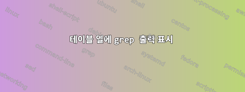 테이블 열에 grep 출력 표시