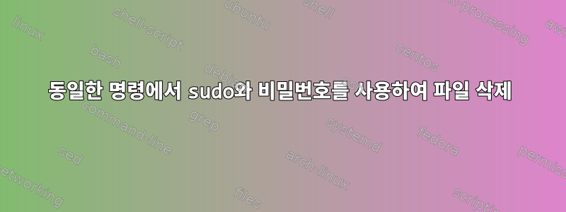 동일한 명령에서 sudo와 비밀번호를 사용하여 파일 삭제