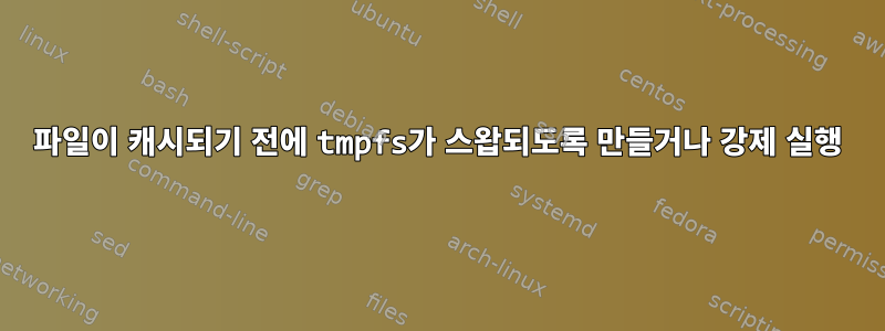 파일이 캐시되기 전에 tmpfs가 스왑되도록 만들거나 강제 실행