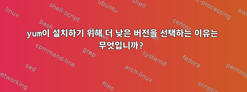 yum이 설치하기 위해 더 낮은 버전을 선택하는 이유는 무엇입니까?