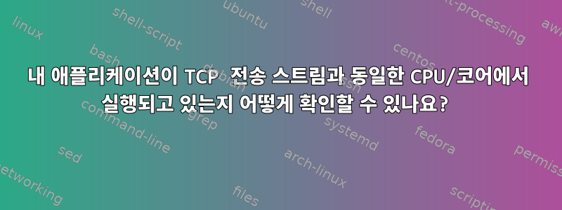 내 애플리케이션이 TCP 전송 스트림과 동일한 CPU/코어에서 실행되고 있는지 어떻게 확인할 수 있나요?