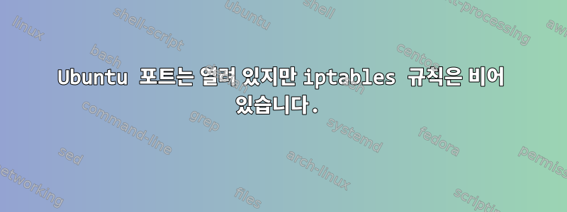 Ubuntu 포트는 열려 있지만 iptables 규칙은 비어 있습니다.