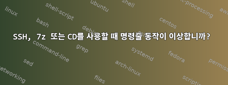 SSH, 7z 또는 CD를 사용할 때 명령줄 동작이 이상합니까?