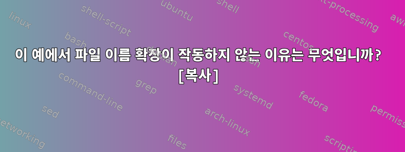 이 예에서 파일 이름 확장이 작동하지 않는 이유는 무엇입니까? [복사]