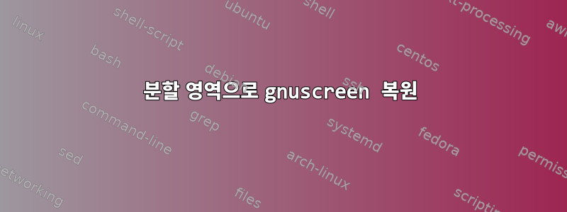 분할 영역으로 gnuscreen 복원